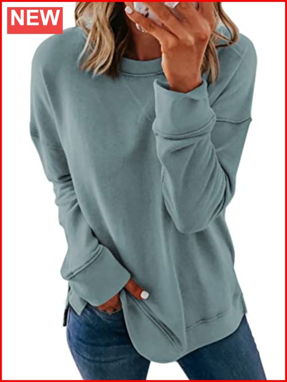 Dokotoo Crew Neck Long Sleeve Sweatshirt Pullover Top